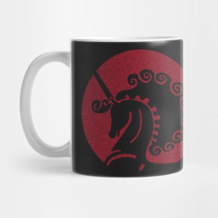 Minimalist Distressed Vintage Red Sun Unicorn Silhouette Mug